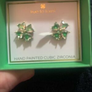 True to Form Green Cubic Zirconia Earrings